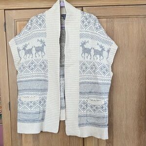 Eddie Bauer Cream and Gray Knit Cardigan